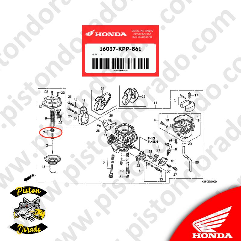 Juego de placa de valvula de carburador CBF150 INVICTA y otros Honda Original - Imagen 3